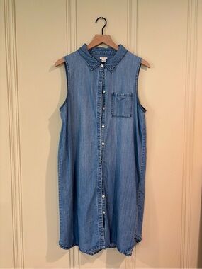 J. Crew Sleeveless Denim Shirt Dress in Light Blue